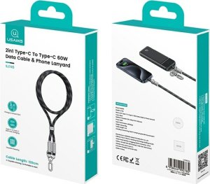 Smycz do telefonu z kablem do ładowania  Usams SJ745 60W USB-C do USB-C 1.2m czarny 7
