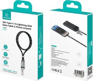 Smycz do telefonu z kablem do ładowania  Usams SJ746 30W USB-C do Lightning 1.2m zielony 7