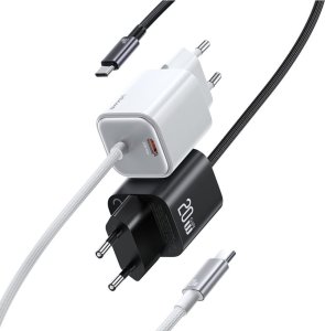 Ładowarka sieciowa USAMS JC Series CC261 20W GaN Mini Fast Charger 2xUSB-C biały 3
