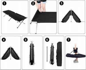 Łóżko turystyczne, polowe, kanadyjka 190 x 62cm składane w pokrowcu AR04CZ 9