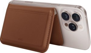 Magnetyczny portfel RFID UNIQ Lyden DS   stojak na telefon karmelowy 3