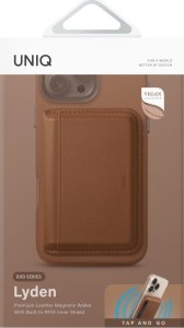 Magnetyczny portfel RFID UNIQ Lyden DS   stojak na telefon karmelowy 4