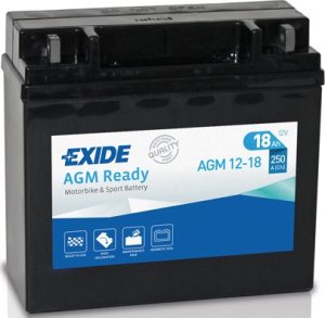 Akumulator AGM EXIDE 12V 18Ah 250A P+ Bezobsługowy 181x77x167mm Uruchomiony AGM12-18 pasuje do: BOMBARDIER OUTL.  OUTLAND.  BUELL S1  S... 1
