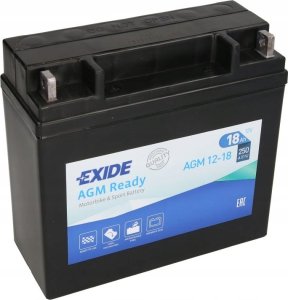 Akumulator AGM EXIDE 12V 18Ah 250A P+ Bezobsługowy 181x77x167mm Uruchomiony AGM12-18 pasuje do: BOMBARDIER OUTL.  OUTLAND.  BUELL S1  S... 3