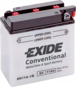 Akumulator Kwasowy/Rozruchowy/Suchoładowany z elektrolitem (ograniczona sprzedaż konsumencka) EXIDE 6V 11Ah 95A P+ Obsługowy elektrolit w zestawie 121x59x131mm Suchoładowany z elektrolitem 6N11A-1B 1