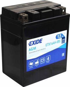 Moretti Akumulator AGM/Rozruchowy/Suchoładowany z elektrolitem EXIDE 12V 12Ah 210A L+ Bezobsługowy elektrolit w zestawie 134x89x164mm Suchoładowany z elektrolitem YTX14AH-BS 11