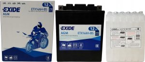 Moretti Akumulator AGM/Rozruchowy/Suchoładowany z elektrolitem EXIDE 12V 12Ah 210A L+ Bezobsługowy elektrolit w zestawie 134x89x164mm Suchoładowany z elektrolitem YTX14AH-BS 6