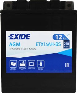 Moretti Akumulator AGM/Rozruchowy/Suchoładowany z elektrolitem EXIDE 12V 12Ah 210A L+ Bezobsługowy elektrolit w zestawie 134x89x164mm Suchoładowany z elektrolitem YTX14AH-BS 10