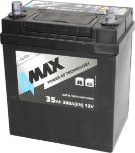 Akumulator 4MAX 12V 35Ah/300A (P+ biegun cienki (pojazdy japońskie) + biegun standardowy) 178x127x227 B00 - brak stopki mocującej (rozruchowy) 1