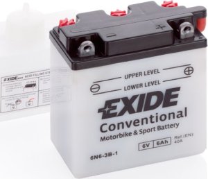 Akumulator Kwasowy/Rozruchowy/Suchoładowany z elektrolitem (ograniczona sprzedaż konsumencka) EXIDE 6V 6Ah 40A P+ Obsługowy elektrolit w zestawie 98x56x110mm Suchoładowany z elektrolitem 6N6-3B-1 pasu 1