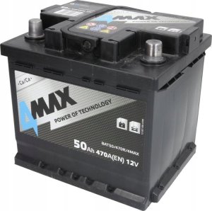 Akumulator 4MAX 12V 50Ah/470A (P+ biegun standardowy) 207x175x190 B13 - stopka o wysokości 10.5 mm (rozruchowy) 1