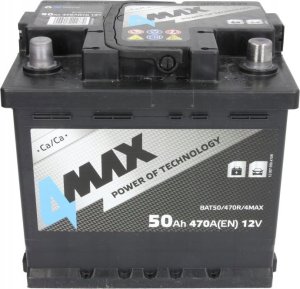 Canyon Akumulator 4MAX 12V 50Ah/470A (P+ biegun standardowy) 207x175x190 B13 - stopka o wysokości 10.5 mm (rozruchowy) 2