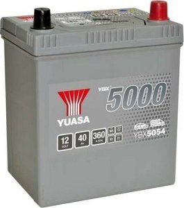 Akumulator YUASA 12V 40Ah/360A YBX5000 Silver High Performance SMF (plus biegun cienki, pojazdy japońskie) 187x127x223 B00 (rozruchowy) 1