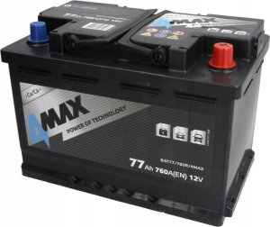 Akumulator 4MAX 12V 77Ah/760A (P+ biegun standardowy) 278x175x190 B13 - stopka o wysokości 10.5 mm (rozruchowy) 1