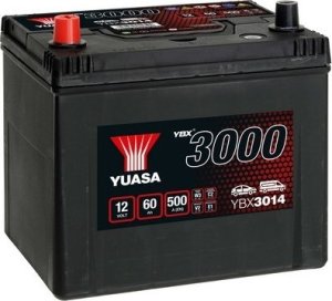 Akumulator YUASA 12V 60Ah/500A YBX3000 SMF (L+ standardowy) 232x173x225 B00 (rozruchowy) 1