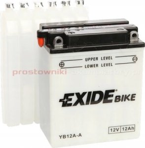 Akumulator Kwasowy/Rozruchowy/Suchoładowany z elektrolitem (ograniczona sprzedaż konsumencka) EXIDE 12V 12Ah 165A P+ Obsługowy elektrolit w zestawie 134x80x160mm Suchoładowany z elektrolitem YB12AL-A2 10