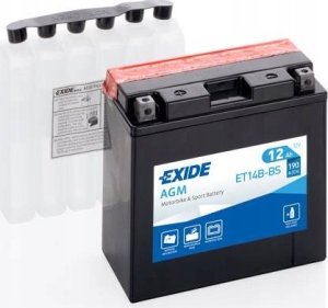 Akumulator AGM/Rozruchowy/Suchoładowany z elektrolitem EXIDE 12V 12Ah 190A L+ Bezobsługowy elektrolit w zestawie 150x70x145mm Suchoładowany z elektrolitem YT14B-BS 1