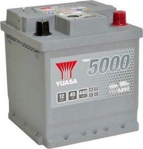 Akumulator YUASA 12V 45Ah/440A YBX5000 Silver High Performance SMF (P+ standardowy) 175x175x190 B13 (rozruchowy) 1