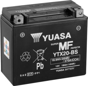 Akumulator AGM/Rozruchowy/Suchoładowany z elektrolitem (ograniczona sprzedaż konsumencka) YUASA 12V 18 9Ah 270A L+ Bezobsługowy elektrolit w zestawie 175x87x155mm Suchoładowany z elektrolitem YTX20-BS 1