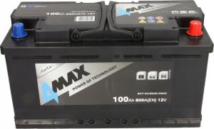 Akumulator 4MAX 12V 100Ah/800A (P+ biegun standardowy) 353x175x190 B13 - stopka o wysokości 10.5 mm rozruchowy 3