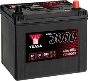 Akumulator YUASA 12V 60Ah/500A YBX3000 SMF (P+ standardowy) 232x173x225 B00 (rozruchowy) 1