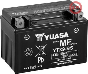 Akumulator AGM/Rozruchowy/Suchoładowany z elektrolitem YUASA 12V 8 4Ah 135A L+ Bezobsługowy elektrolit w zestawie 152x87x107mm Suchoładowany z elektrolitem YTX9-BS 1