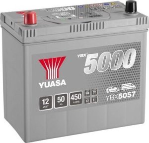 Akumulator YUASA 12V 50Ah/450A YBX5000 Silver High Performance SMF (L+ biegun cienki (pojazdy japońskie)) 238x129x223 B00 (rozruchowy) 1