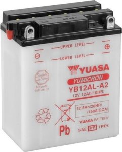 Akumulator Kwasowy/Rozruchowy YUASA 12V 12 6Ah 150A P+ Obsługowy elektrolit w zestawie 134x80x160mm Suchoładowany z elektrolitem wymagana ilość elektrolitu 0,75l YB12AL-A2 pasuje do: APRILIA ARRECIFE 1