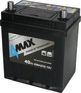 Akumulator 4MAX 12V 40Ah/330A (P+ biegun cienki (pojazdy japońskie) + biegun standardowy) 187x140x225 B01 - stopka o wysokości 10 5 mm (rozruchowy) 1
