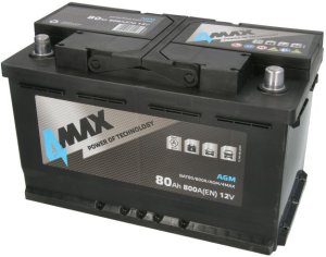 Akumulator 4MAX 12V 80Ah/800A START&STOP AGM (P+ biegun standardowy) 315x175x190 B13 (agm/rozruchowy) 1
