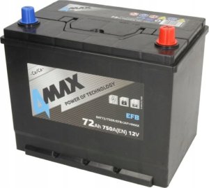 Akumulator 4MAX 12V 72Ah/750A START&STOP EFB (P+ standardowy) 261x175x227 B01 - stopka o wysokości 10.5 mm (efb/rozruchowy) 1