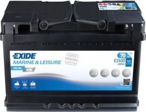 Akumulator EXIDE 12V 70Ah/720A DUAL EFB  MARINE/RV (P+ standardowy) 278x175x190 B13 (dodatkowy-auxiliary/efb/rozruchowo-zasilający/rozruchowy) 1