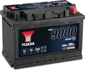 Akumulator YUASA 12V 70Ah/760A START&STOP AGM YBX9000 AGM Start Stop Plus (P+ standardowy) 278x175x190 B13 (agm/rozruchowy) 1