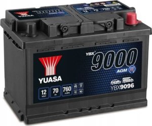 Akumulator YUASA 12V 70Ah/760A START&STOP AGM YBX9000 AGM Start Stop Plus (P+ standardowy) 278x175x190 B13 (agm/rozruchowy) 2