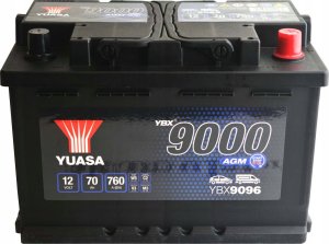 Akumulator YUASA 12V 70Ah/760A START&STOP AGM YBX9000 AGM Start Stop Plus (P+ standardowy) 278x175x190 B13 (agm/rozruchowy) 8