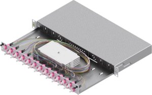 EASYLAN LWL-Spleissbox Grade C 48,26cm 19Zoll 1HE 24 Ports 24x LC-Duplex OM4 1