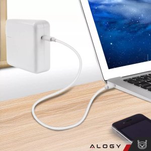 Ładowarka Zasilacz do Apple MacBook Alogy Universal Charger Kabel 2m USB-C do USB-C Szybkie ładowanie PowerDelivery PD 61W Biały 11