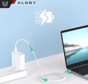 Ładowarka Zasilacz do Apple MacBook Alogy Universal Charger Kabel 2m USB-C do USB-C Szybkie ładowanie PowerDelivery PD 61W Biały 2