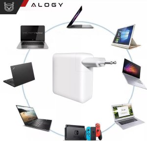 Ładowarka Zasilacz do Apple MacBook Alogy Universal Charger Kabel 2m USB-C do USB-C Szybkie ładowanie PowerDelivery PD 61W Biały 3