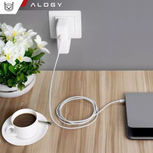 Ładowarka Zasilacz do Apple MacBook Alogy Universal Charger Kabel 2m USB-C do USB-C Szybkie ładowanie PowerDelivery PD 61W Biały 10