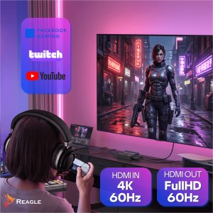 Reagle KARTA PRZECHWYTYWANIA OBRAZU WIDEO GRABBER HDMI USB 4K 60Hz YUY2 OBS HDCP REAGLE 3