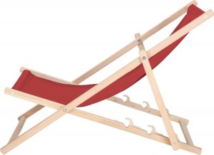 Leżak ogrodowy składany, drewniany plażowy z 3 stopniową regulacją bordowy UNIWERSALNY 11