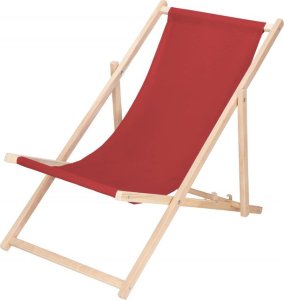 Leżak ogrodowy składany, drewniany plażowy z 3 stopniową regulacją bordowy UNIWERSALNY 9