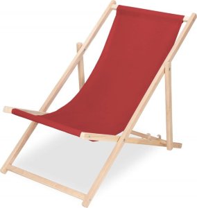 Leżak ogrodowy składany, drewniany plażowy z 3 stopniową regulacją bordowy UNIWERSALNY 10