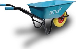 Bituxx Taczka Ogrodowa Solidna taczka 100L jednokołowa niebieska Mocna 250kg +żółte koło PU 3