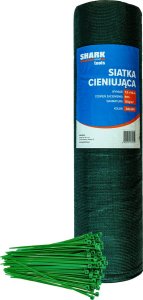 Zestaw siatka cieniująca 90% 1.5 x 50m Shark + 200 sztuk opasek zaciskowych Zielony 2