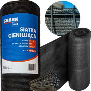 Zestaw siatka cieniująca 90% 1.5 x 50m Shark + 200 sztuk opasek zaciskowych Antracytowy 15