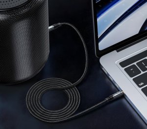 Boste Sound Shoelace Series | Kabel Audio, Przewód AUX, Mini Jack 3.5mm - Mini Jack 3.5mm, Pozłacany, Hi-Fi, 1m , Czarny 4