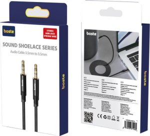 Boste Sound Shoelace Series | Kabel Audio, Przewód AUX, Mini Jack 3.5mm - Mini Jack 3.5mm, Pozłacany, Hi-Fi, 1m , Czarny 9