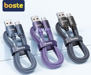 Boste Gemstone Series Fast Charging Data Cable USB-A to USB-C 6A 1m Brushed Black 2